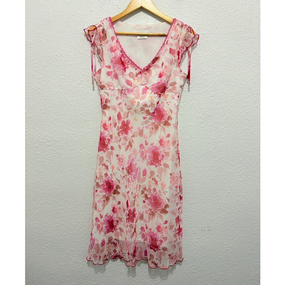 y2k babydoll midi dress iz byer fairy floral flutter vintage feminine romantic